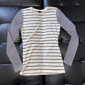 Ann Taylor Cream and blue striped long sleeve